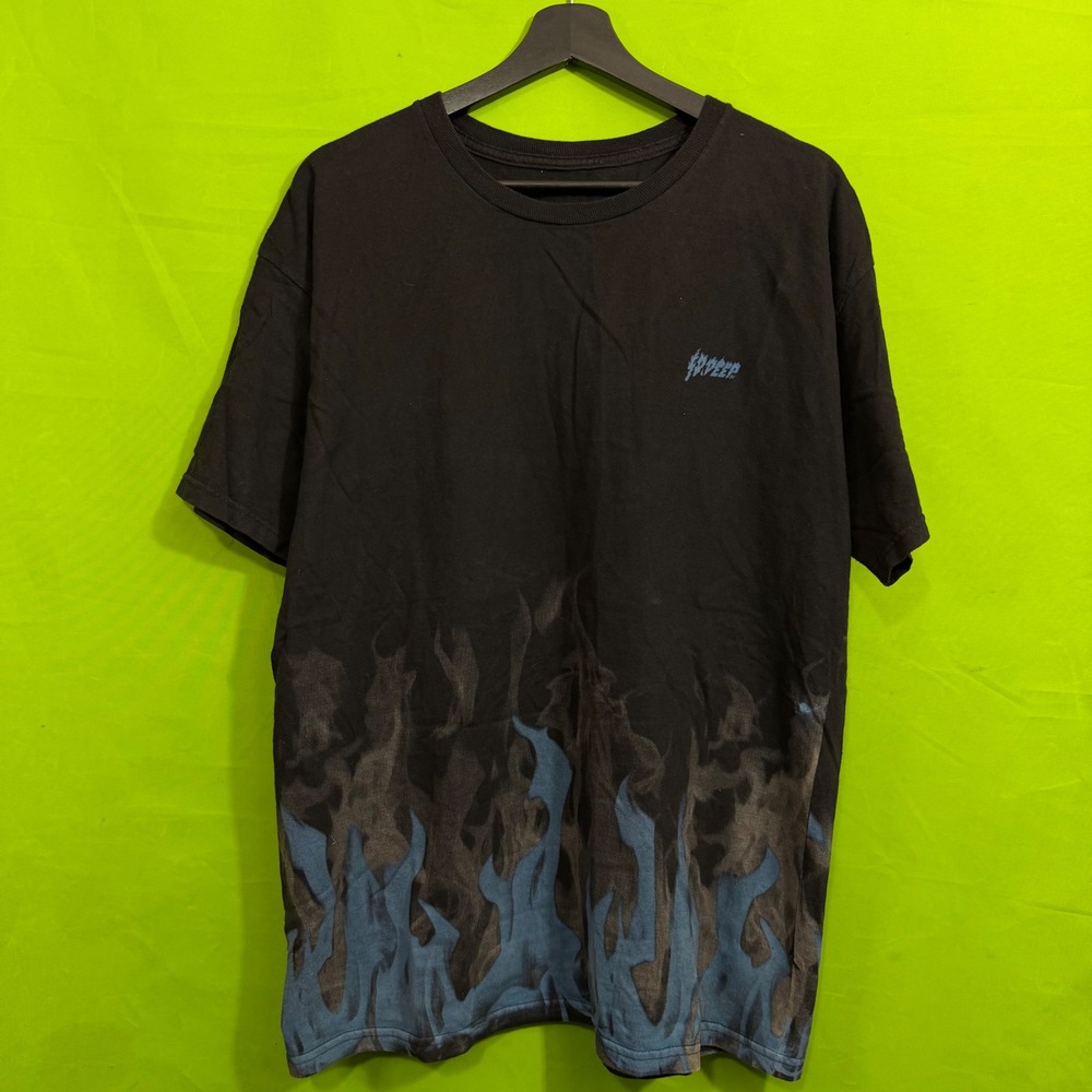 10 DEEP Blue Flame Yin Yang Graphic T-Shirt Black Mens LARGE